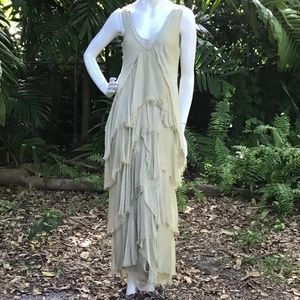 Elegant Cream Layered Maxi Dress